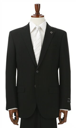 【洋服の青山】盛夏用ブラック系シングルスタイリッシュサマーフォーマル【軽量】【清涼(R)】HILTON 喪服 ブラックスーツ 礼服053