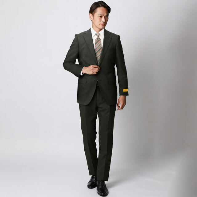 【洋服の青山】プレミアム ウール100％ ツーパンツスーツ メンズ スリム 春夏 ブラック 黒 ストライプ 2ボタン シングル ノータックパンツ 動きやすい ストレッチ ビジネス 2パンツ 卒業式 男性 紳士服 背広 細身体 スタイリッシュ おしゃれ かっこいい ヒルトン HILTON