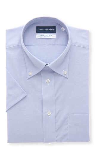 【洋服の青山】大きいサイズ ワイシャツ 半袖 メンズ 盛夏 ブルー サックス ボタンダウン シワになりにくい 洗える ビジネス 抗菌 形態安定 ゆったり 簡単アイロン メンズシャツ カッターシャツ Yシャツ 夏用 涼しい クールビズ 仕事 営業 通勤 キングサイズ 事務服 男性