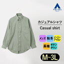 【洋服の青山】カジュアルシャツ メンズ 秋冬用 グリーン 緑 薄緑 黄緑 ボタンダウン 長袖 イージーケア シワになりにくい 普段着 お出掛け 外出 行楽 観光 旅行 オフィスカジュアル 仕事 テレワーク 在宅勤務 在宅ワーク ワイシャツ Yシャツ カッターシャツ 男性 REGAL
