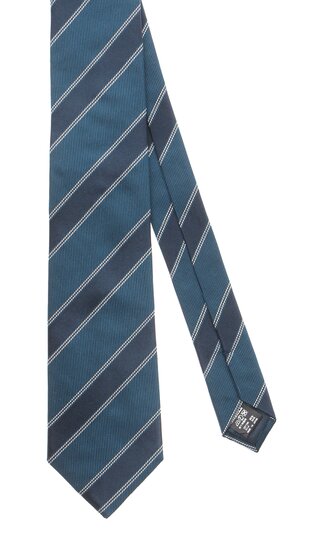 【洋服の青山】メンズ ネクタイ ブルー系 プレミアムレギュラータイ【HEAVY TWILL STRIPE】