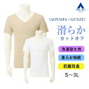 【洋服の青山】《AOYAMA×GUNZE》インナーシャツ 肌着 下着 半袖 メンズ オールシーズン ベージュ ホワイト 白 無地 Vネック カットオフ 洗濯耐久 ソフト 吸汗速乾 抗菌 防臭 臭いにくい 汗対策 汗かき アンダーウェア ビジネス カジュアル 就活 リクルート 着心地良い