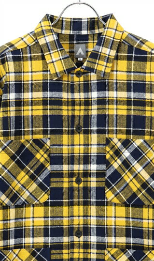 【洋服の青山】メンズ 紳士服 ゆったり オーバーサイズ 秋冬用 イエロー系 厚地オーバーシャツ【ブランド：A】