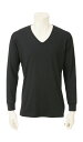 【洋服の青山】メンズ 秋冬 ブラック系 黒 長袖 Vネック Tシャツ インナーウェア 下着 肌着 抗菌 防汚 抗ウイルス 消臭 安全性 保温 無地 暖かい 男性用 裏起毛 9分袖 ストレッチ 吸湿発熱 部屋干し対応 S~3L 大きいサイズ 【MEGAHOT+】