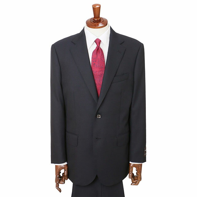 【洋服の青山】ウール100% 御幸毛織 プレミアム スーツ メンズ ゆったり 秋冬用 ネイビー 紺 織柄 シングル 2ボタン サイドベンツ 総裏 ワンタック ビジネス オフィス ビジネススーツ メンズスーツ 背広 高級感 男性 大人 標準体 レギュラー スタンダード おしゃれ