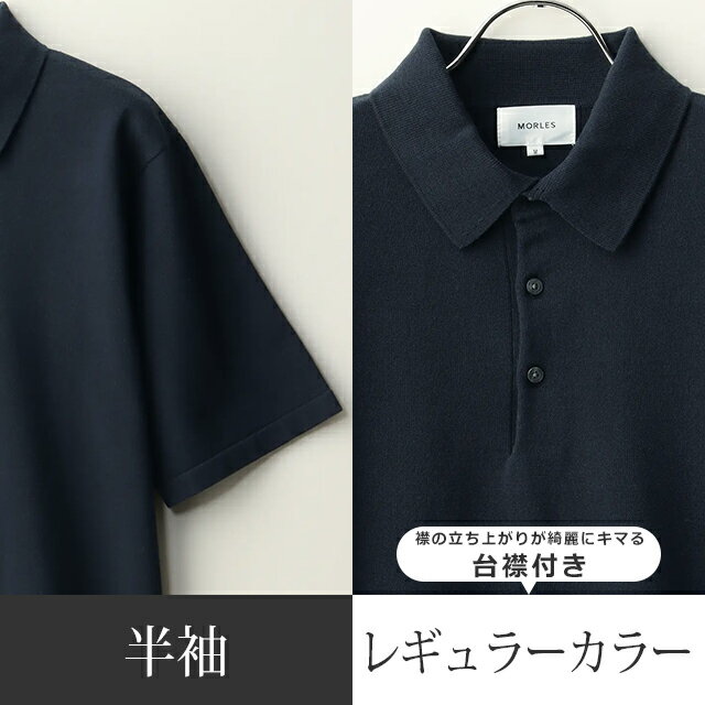 【洋服の青山】ニットポロシャツ 半袖 メンズ 春夏用 ネイビー系 紺 織柄 ボタンダウン 台襟付き 形態安定性 ストレッチ 家庭洗濯 上質 タフ ポロシャツ ビジネス ビジカジ カジュアル クールビズ 男性 かっこいい おしゃれ モアレス MORLES