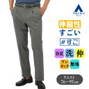 【洋服の青山】スラックス メンズ ゆったり 春夏 グレー 灰色 無地 大きいサイズ ワンタック 洗える ウォッシャブル ストレッチ 動きやすい 動ける ビジネス ビジカジ 仕事 在宅ワーク クールビズ カジュアル 普段着 普段履き パンツ ズボン 50代 男性 すごスラ