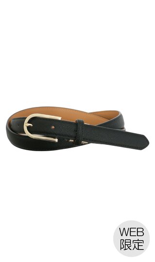【洋服の青山】ブラック系 レディース ベルト【ピンバックル式】【WEB限定】型押し