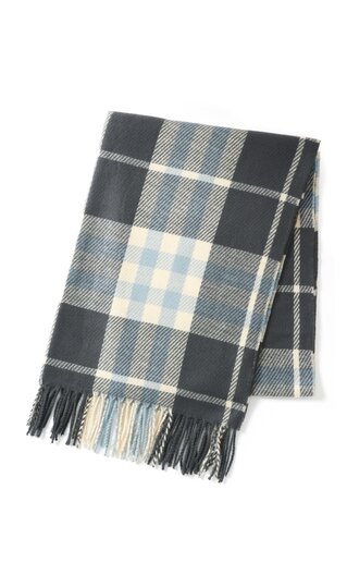 【洋服の青山】レディース 秋冬 ブルー系 チェック柄マフラー【ハンドウォッシュ】