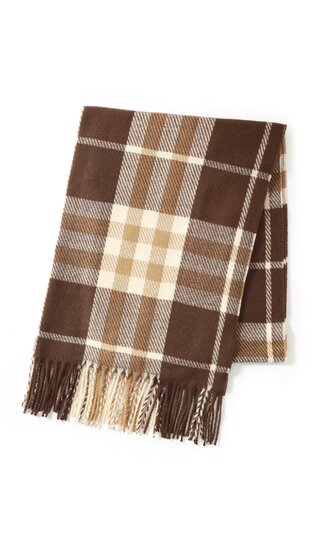 【洋服の青山】レディース 秋冬 ブラウン系 チェック柄マフラー【ハンドウォッシュ】