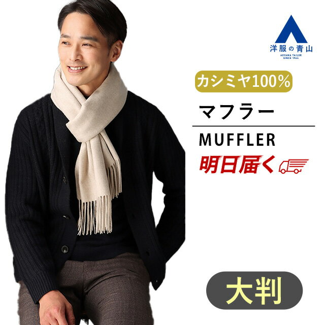 【洋服の青山】秋冬用 ベージュ系 大判ストール【カシミヤ100%】 クリスマス プレゼント 誕生日 カジュ..