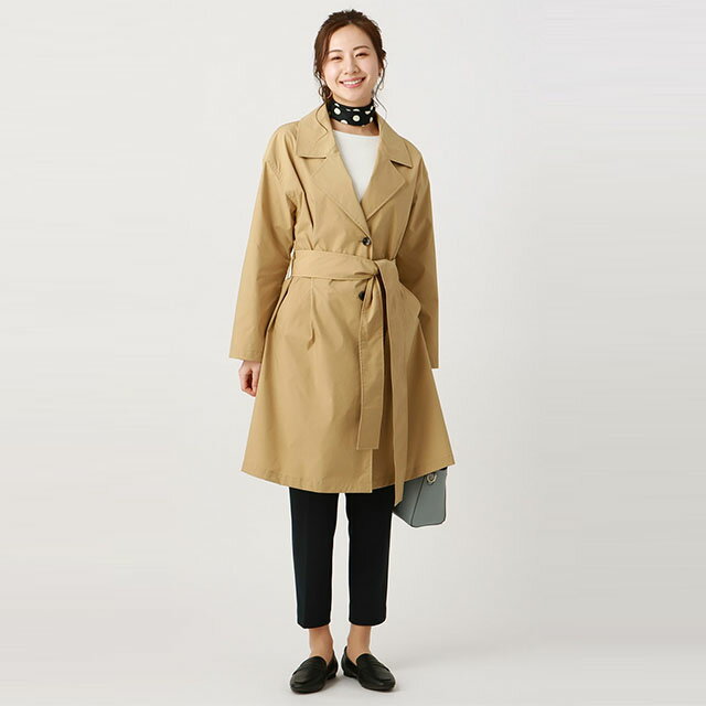【洋服の青山】トレンチコート レディース ゆったり ストレッチ 就活 ビジネス カジュアル ベージュ 無地 撥水 汚れにくい 動きやすい ビジカジ アウター オールシーズン 春夏 秋冬 女性 エレガント おしゃれ かわいい きれいめ 大きいサイズ 軽い 薄手 ロング ビッグカラー