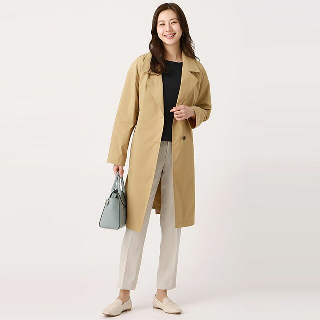 【洋服の青山】トレンチコート レディース ゆったり ストレッチ 就活 ビジネス カジュアル ベージュ 無地 撥水 汚れにくい 動きやすい ビジカジ アウター オールシーズン 春夏 秋冬 女性 エレガント おしゃれ かわいい きれいめ 大きいサイズ 軽い 薄手 ロング ビッグカラー