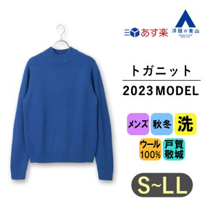 【洋服の青山】【楽天ランキング2位入賞】《あす楽》秋冬用 ブルー系 モックネックセーター【トガニット】【2023年モデル】【オンラインストア限定】 HILTON メンズ セーター おしゃれ かっこいい ニット ウール100%