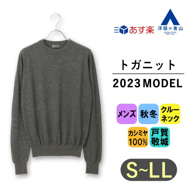 【洋服の青山】《あす楽》秋冬用 グレー系 クルーネックセーター【トガニット】【カシミヤ】【2023年モデル】【オンラインストア限定】 HILTON メンズ セーター おしゃれ かっこいい ニット カシミヤ100%