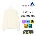 【洋服の青山】【楽天ランキング3位入賞】《あす楽》2023年モデル トガニット クルーネックセーター メンズ 秋冬用 ホワイト系 白 無地 ウォッシャブル 洗える ニット ウール100 ビジネス カジュアル ビジカジ 20代 30代 40代 50代 おしゃれ かっこいい HILTON