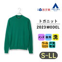 【洋服の青山】【楽天ランキング6位入賞】《あす楽》2023年モデル トガニット クルーネックセーター メンズ 秋冬用 グリーン系 緑 無地 ウォッシャブル 洗える ニット ウール100 ビジネス カジュアル ビジカジ 20代 30代 40代 50代 おしゃれ かっこいい HILTON