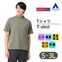 Tシャツ メンズ 半袖 大きいサイズ 春夏 グリーン 緑 無地 モックネック 調温調湿 CONTROLα 快適 ビジネス カジュアル ビジカジ トップス シンプル ティーシャツ スーツ インナー かっこいい おしゃれ ACTIBIZ シャツ カジュアル 厚手 大きいサイズ