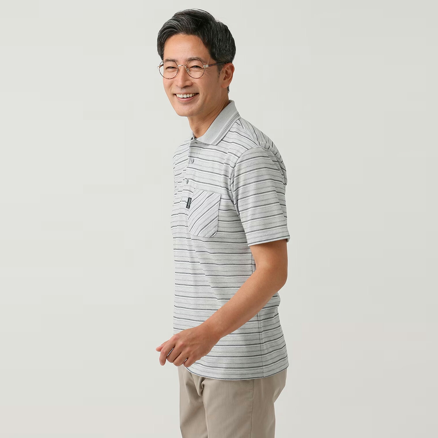 【洋服の青山】ダンロップ 日本製 ポロシャツ 半袖 メンズ 春夏用 グレー 灰色 ボ...