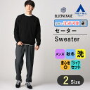 【洋服の青山】《あす楽》セーター 白Tシャツ セット メンズ オールシーズン ブラック 黒 クルーネック 長袖 ウォッシャブル 洗える シンプル レーヤード レイヤード ニット カジュアル ファッション かっこいい おしゃれ BLUE PACKAGE