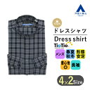 【洋服の青山】ワイシャツ オールシーズン ネイビー 紺 チェック柄 バンドカラー カジュアルシャツ 長袖 形態安定 シワになりにくい リモート会議 テレワーク オールシーズン 春夏秋冬 ビジカジ ビジネス オフィス トップス 花粉対策 洗える イージーケア HILTON