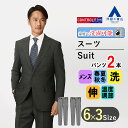 【洋服の青山】ツーパンツ スーツ スタンダード オールシーズン用 グレー系 ストライプ CONTROLα 温度調節 ウォッシャブル ストレッチ 消臭 シワ抑制 調温調湿 透湿速乾 ツータック ビジネス 50代 60代 レギュラー かっこいい おしゃれ リーガル REGAL