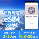 eSIM 世界75地域 300MB 500MB 5GB 10GB 日本 アメリカ USA 韓国 中国 台湾 フィリピン タイ イギリス 香港 シンガポール フランス ドイ..