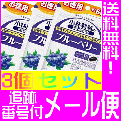 【メール便送料無料】【3個セット】小林製薬の栄養補助食品/ ブルーベリー お徳用(350mg*60粒) 2