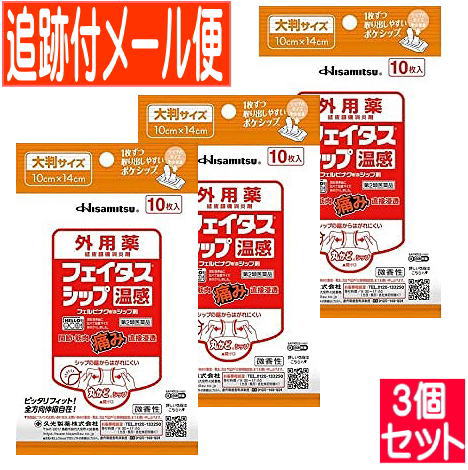 【3個セット】【第2類医薬品】フェイタスシップ 温感 10枚入【メール便送料無料/3個セット】