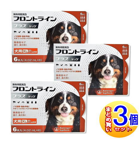 【3個セット】【動物用医薬品】フロントラインプラスドッグ 犬用 XL 40～60kg未満 6本入 【小型宅配便】