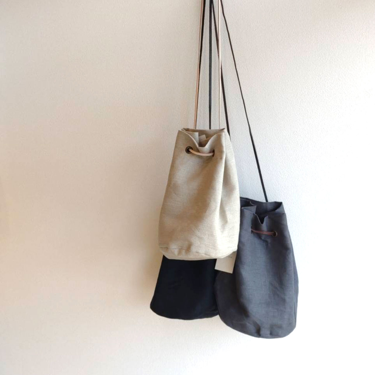 Rakuten - 国産 リネン 丸底 巾着バッグ 日本製 NOVEMBER LINEN ノーベンバーリネン NB0001