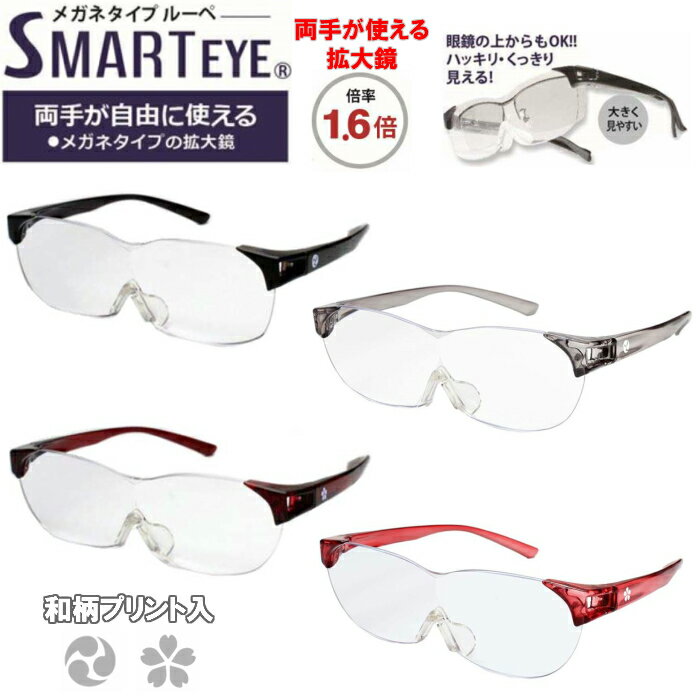 SMART EYE(スマートアイ) 拡大鏡1.6倍 メガネタイプルーペ 和柄プリント入 SMLP-01