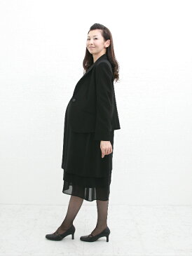 【レンタル】当日発送 [フルセット][ジャケットセットJK1]礼服 レンタル 喪服 レンタル マタニティブラックフォーマル 3L[黒][ワンピース][マタニティ][ブラックフォーマル][お通夜][お葬式][法事][即日][礼服][JK1]