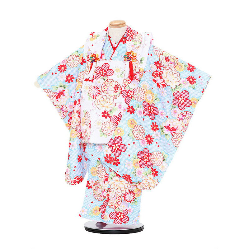 ◆ご利用日の2日前にお届けします。 （ご注文いただいた日時によっては2日前にお届けできない場合がございます） ◆ご利用日の翌日に返却（発送）をお願いいたします。 ◆シーズン・土日祝日は注文が大変混みあいます。 お早目のご注文をお願いいたします。 ◆ご注文いただきましたサイズがすべてご予約済の場合はメールもしくはお電話にてお知らせいたします。◆ご注文の不備もしくは商品が欠品中の際、発送予定日の16時までにご連絡が取れなかった場合、ご注文をキャンセルとさせていただきます。 ◆ご注文はインターネットよりお願いいたします。 七五三レンタル 3歳 女児 被布セット 素材 ポリエステル 100％ 身長:90cm〜100cm位 　■身丈：77cm　肩裄：41cm　袖丈：57cm 　■3歳の標準サイズに調整済みです。 　※簡単なサイズ調整（腰紐にて）が必要な場合があります。 フルセット内容 着物 被布コート 袖なし長襦袢 草履 足袋（プレゼント） 巾着 腰紐2本 髪飾り ※お着物以外の小物は写真の商品と異なる場合があります。 ※カバンまたは箱タイプでの配送になります。商品画像のお色は、お使いのモニターによって多少異なって見える場合がございます。ご了承くださいませ。