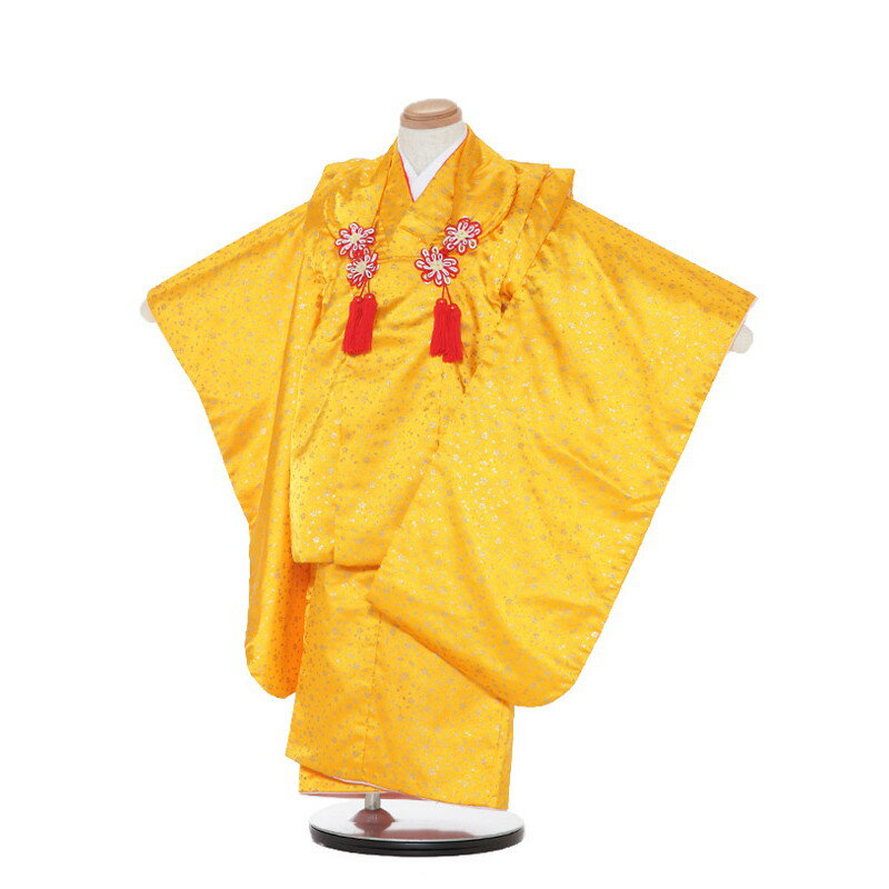 【レンタル】【あす楽】 着物 3歳 被布 セット 753 七五三レンタル M316 黄色/花びら 3歳 女児 被布 七五三 三歳女児 きものレンタル 子供 往復...