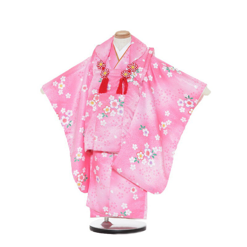 【レンタル】【あす楽】 着物 3歳 被布 セット 753 七五三レンタル M317 ピンク/さくら 3歳 女児 被布 七五三 三歳女児 きものレンタル 子供 往...