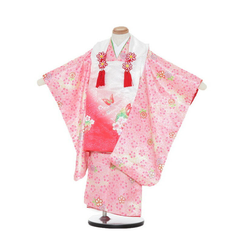 【レンタル】【あす楽】 着物 3歳 被布 セット 753 七五三レンタル F337 ピンク/さくら 3歳 女児 被布 七五三 三歳女児 きものレンタル 子供 往...