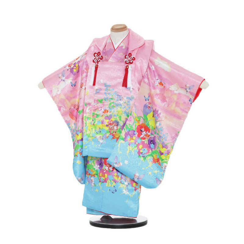 【レンタル】【あす楽】 着物 3歳 被布 セット 753 七五三レンタル F341 Moe/ピンク 3歳 女児 被布 七五三 三歳女児 きものレンタル 子供 往...