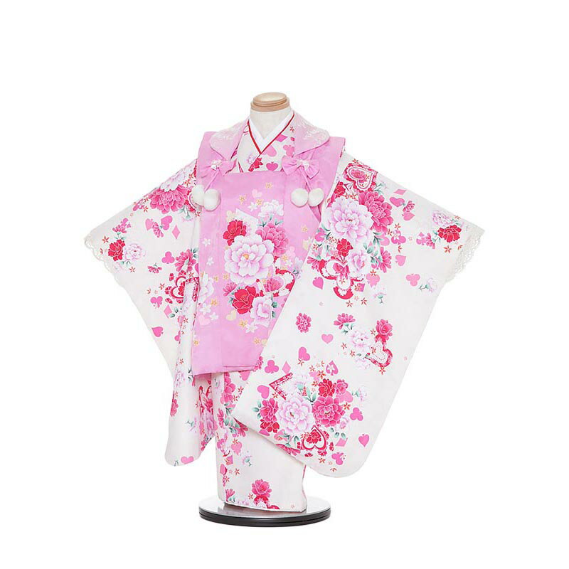 【レンタル】【あす楽】七五三 着物 3歳 被布 セット 753 七五三レンタルH309 anan ピンク×クリーム 3歳 女児 被布 七五三 三歳女児 きものレ...