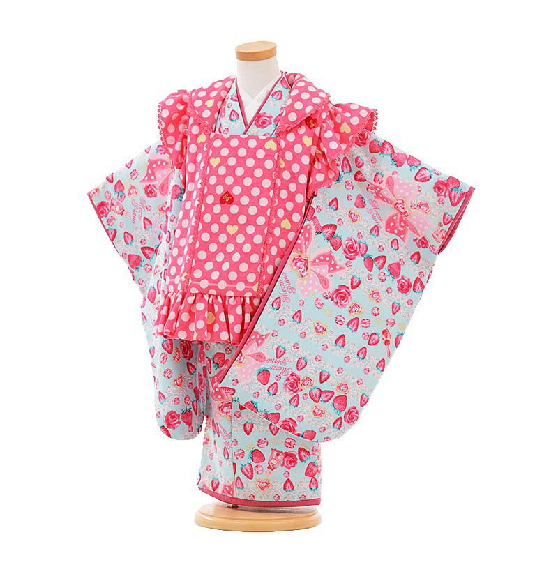 【レンタル】【あす楽】七五三 着物 3歳 被布 セット 753 七五三レンタルH335 Mezzo Piano 水色 3歳 女児 被布 七五三 三歳女児 きもの...