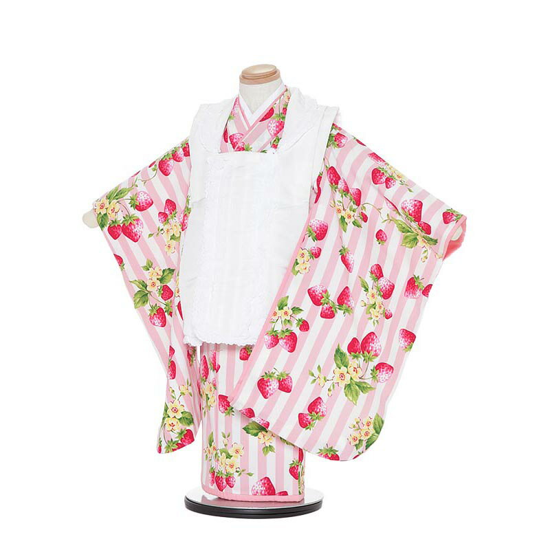 【レンタル】【あす楽】七五三 着物 3歳 被布 セット 753 七五三レンタルH343 Tsubasa Kids ストライプ 3歳 女児 被布 七五三 三歳女児...