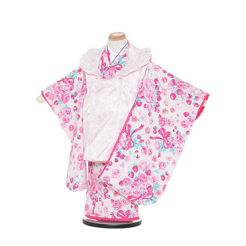 【レンタル】【あす楽】七五三 着物 3歳 被布 セット 753 七五三レンタルH345 Mezzo Piano ピンク 3歳 女児 被布 七五三 三歳女児 きも...