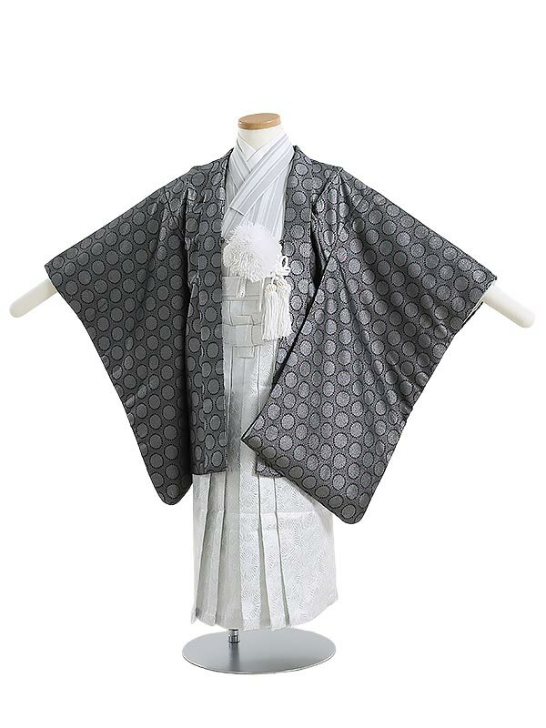 【レンタル】【あす楽】かんたん七五三 簡単着付 マジックテープ 753|七五三 5歳 レンタル|七五三 着物 男の子Y624 丸ドット シルバー 5歳男の子|七五三 着物 5歳 フルセット|七五三 5歳|子供|七五三 5歳児 レンタル|七五三|5歳用 着物|往復送料無料【0AOY624】
