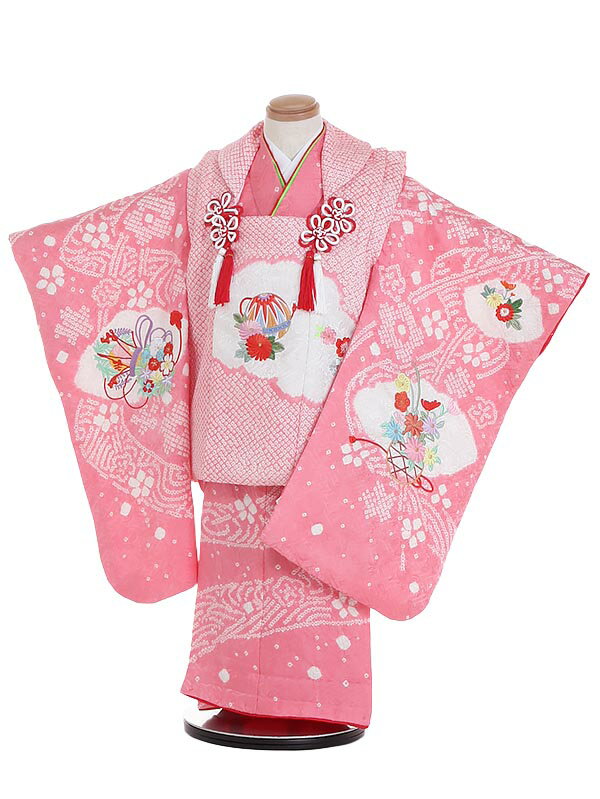 【レンタル】【あす楽】着物 3歳 被布 セット 753 七五三レンタルY357 正絹 絞り染め 桜 3歳 女児 被布 七五三 三歳女児 きものレンタル 子供 往...