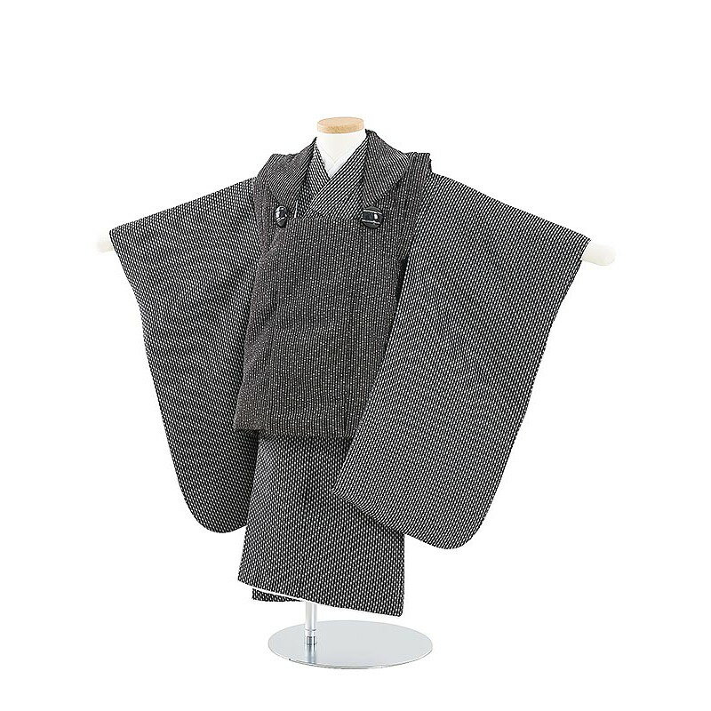 【レンタル】【あす楽】【被布】753|七五三 被布|着物 レンタル|七五三 レンタル N308 ドット 黒 3歳男の子|753|七五三 着物 3歳|七五三|被布...