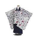 【レンタル】【あす楽】【被布】753|七五三 被布|着物 レンタル|七五三 レンタル N326 花わらべ 袖付き被布 ベージュレトロ花に紺 3歳男の子|753|七五三 着物 3歳|七五三|被布|子供|きもの|レンタル|753|七五三|往復送料無料【0AON326】(4)
