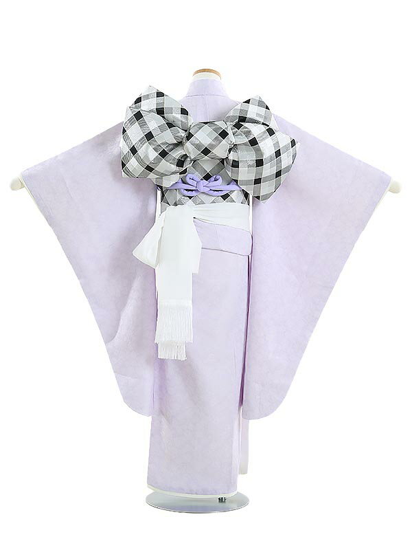 【レンタル】【あす楽】753 七五三 レンタル 着物 7歳 女の子 フルセット Y704 Kami shibai すみれ刺繍 ラベンダー 7歳女の子 753 子供 往復送料無料【0APY704】