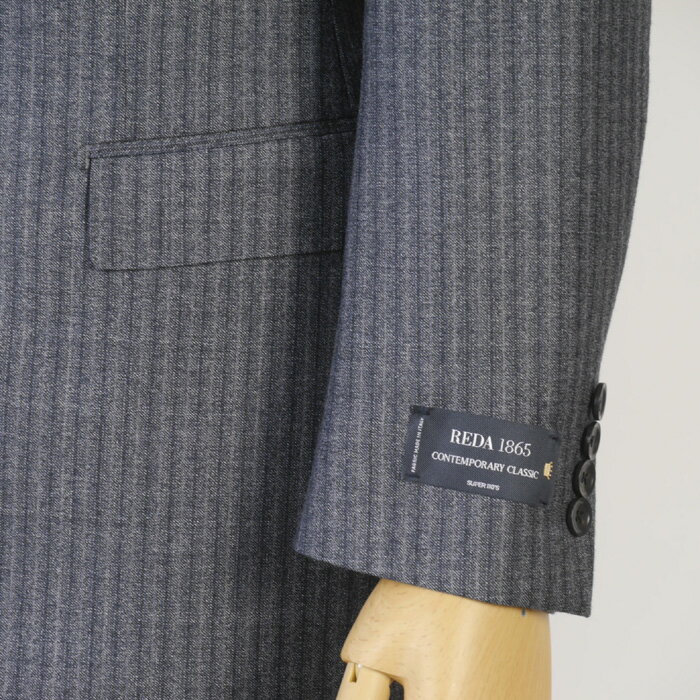 スーツ【REDA】レダノータック スリム ビジネス スーツ メンズ【AB4/AB5/AB6】グレー ストライプ 全2柄 27000 bi tRS2016