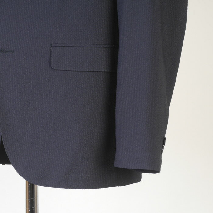 スーツノータック ビジネス スーツ メンズシアサッカー織り ウォッシャブル ストレッチ ウエストゴム 軽量スーツ裾補正済【M(A5相当)】11000 SS5006