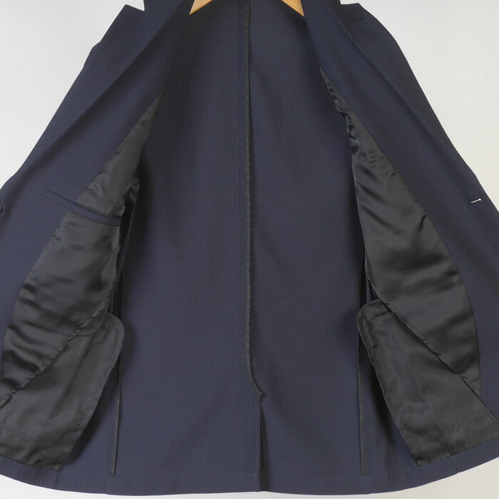 スーツノータック ビジネス スーツ メンズシアサッカー織り ウォッシャブル ストレッチ ウエストゴム 軽量スーツ裾補正済【M(A5相当)】11000 SS5006